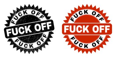 FUCK OFF Black Rosette Watermark with Unclean Texture