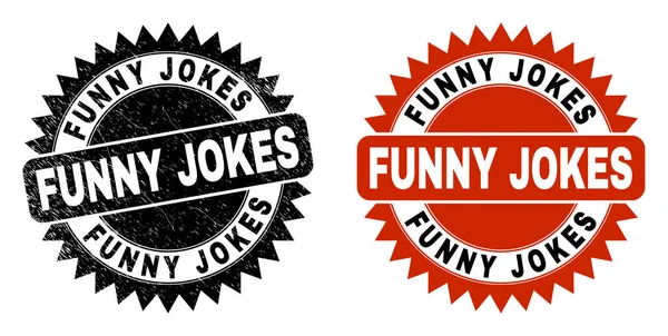 FUNNY JOKES Black Rosette razítko pečeť s poškrábaným povrchem — Stockový vektor