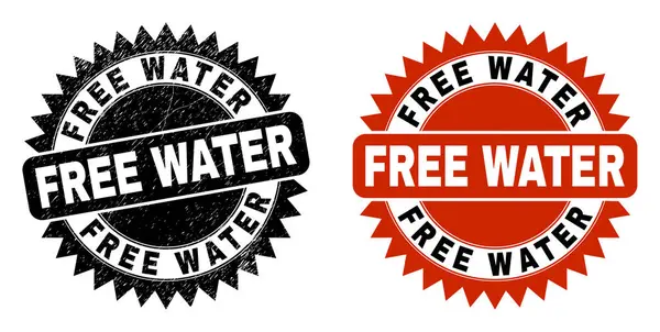 FREE WATER Black Rosette Selo com textura grunge — Vetor de Stock