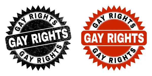 GAY RIGHTS Black Rosette razítko s korodovaným povrchem — Stockový vektor
