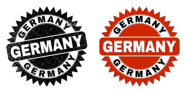 ALEMANIA Sello de roseta negra con textura rayada — Vector de stock