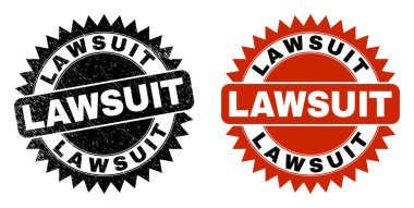 Kirli desenli LAWSUIT Siyah Rosette Damgası