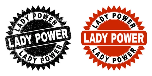 LADY POWER Rosette noire filigrane avec texture corrodée — Image vectorielle