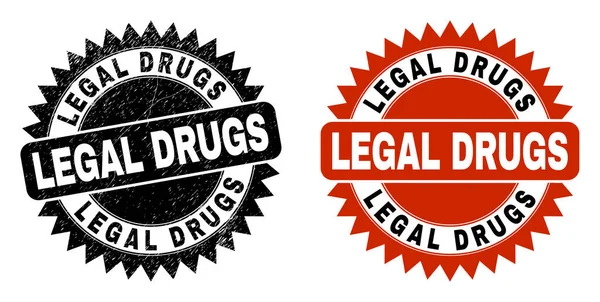 LEGAL DRUGS Black Rosette Seal with Scratched Texture — Stock vektor