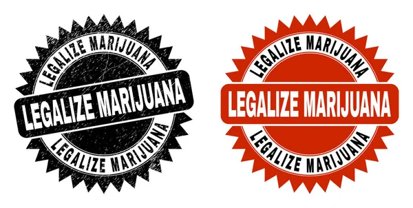 LEGALIZE MARIJUANA Black Rosette Seal mit unsauberem Stil — Stockvektor