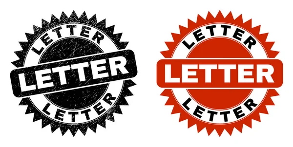 LETTER Black Rosette Seal with Grunge Style — Stock vektor