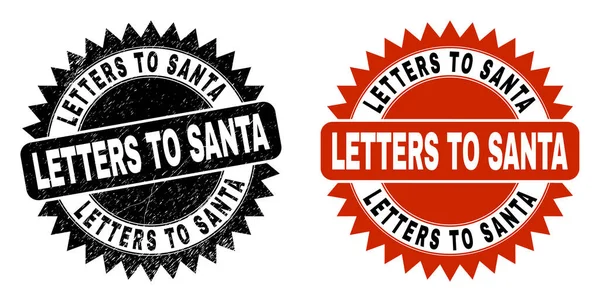 LETTERS TO SANTA Black Rosette Seal with Grunge Style — Stock Vector