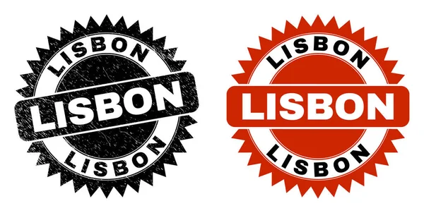 Sceau de timbre Rosette noire LISBON avec style en caoutchouc — Image vectorielle