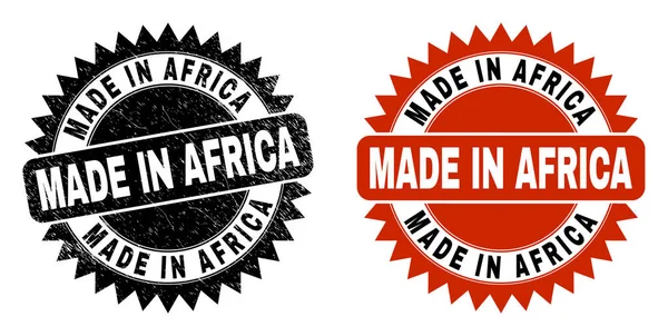 MADE IN ÁFRICA Selo Rosette Preto com Superfície Arranhada — Vetor de Stock