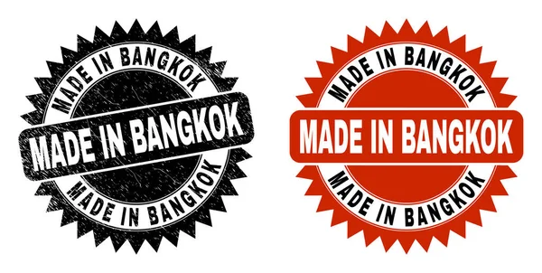 MADE IN BANGKOK Zwarte Rosette Watermerk met Grunged Style — Stockvector