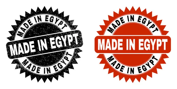 MADE W EGYPT Czarna Rozeta Pieczęć w stylu Distress — Wektor stockowy