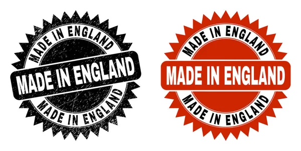 MADE IN ENGLAND Black Rosette Seal with Corroded Surface — Stock Vector