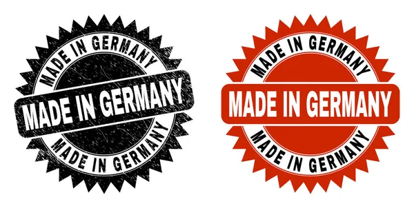MADE IN GERMANY Black Rosette Watermark with Distress Texture — Stock vektor