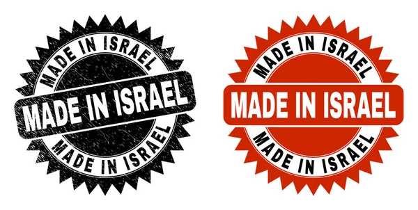 MADE IN ISRAEL Roseta preta marca d 'água com textura grunge — Vetor de Stock