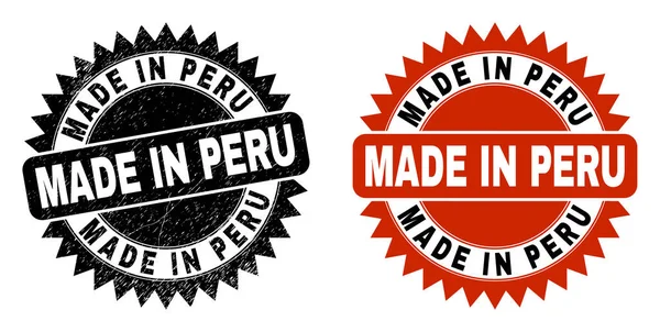Sigillo del francobollo di Rosetta nero MADE IN PERU con texture grunged — Vettoriale Stock