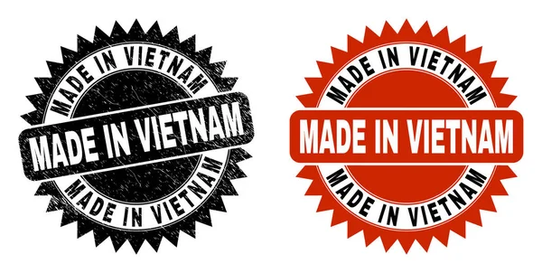 MADE IN VIETNAM Black Rosette Seal met onreine stijl — Stockvector