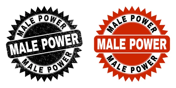 MALE POWER Black Rosette Watermark with Scratched Surface — Stock vektor