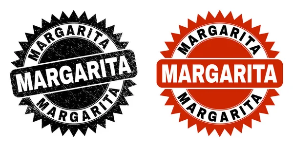 MarGARITA Black Rosette Stamp Seal with Unclean Style — 스톡 벡터