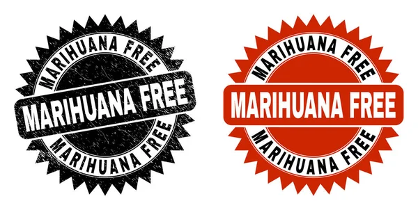 MARIHUANA FREE Black Rosette razítko pečeť s korodovaným stylem — Stockový vektor