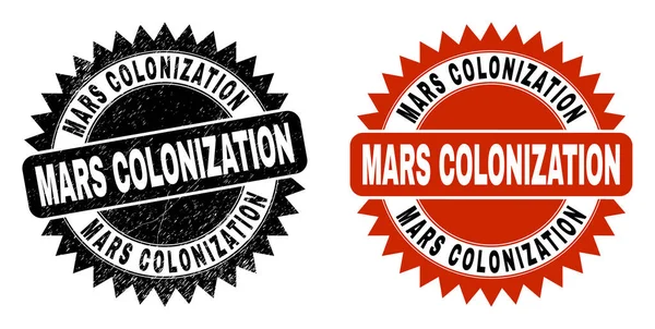 MARS COLONIZATION Fekete Rosette pecsét Vészjelzéssel — Stock Vector