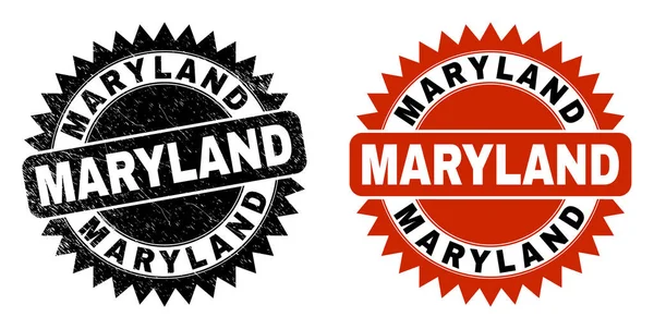 MARYLAND Black Rosette Stamp with Unclean Surface — Stock vektor