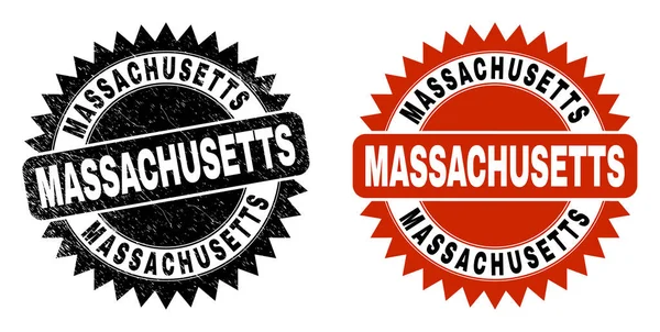 MASSACHUSETTS Roseta negra con Estilo Corroded — Vector de stock