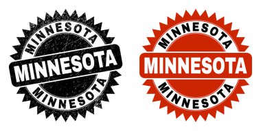 MINNESOTA Grunge Biçimli Siyah Rosette Damga Mührü