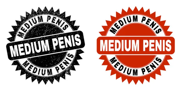 MEDIUM PENIS Black Rosette Seal with Distress Style — Stok Vektör