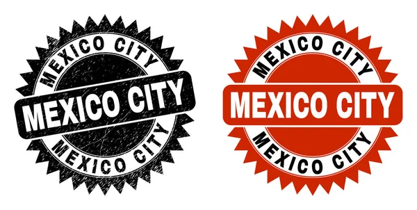 CIUDAD DE MÉXICO Sello de sello de roseta negra con textura sucia — Vector de stock