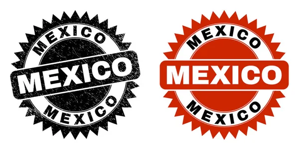 Pieczęć MEXICO Black Rosette o skorodowanej fakturze — Wektor stockowy