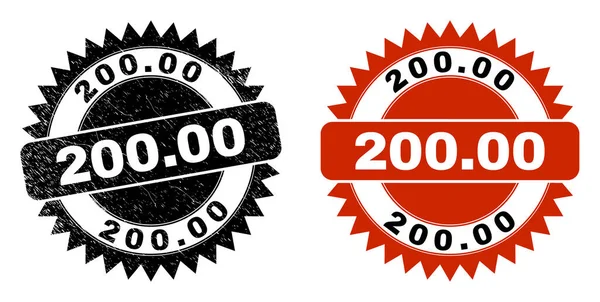 200,00 Печатка Чорної Розетки з Grunge Surface — стоковий вектор