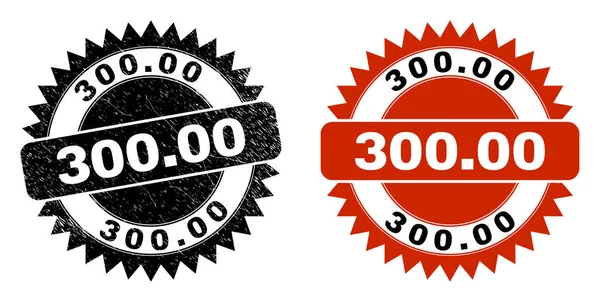 300,00 Zwarte Rosette Stempel met onzuivere stijl — Stockvector