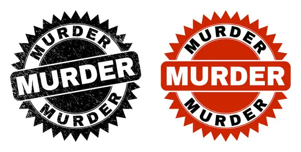 MURDER Black Rosette selo com textura riscada —  Vetores de Stock