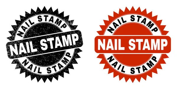 NAIL STAMP Black Rosette Stamp with Rubber Texture — Stock Vector