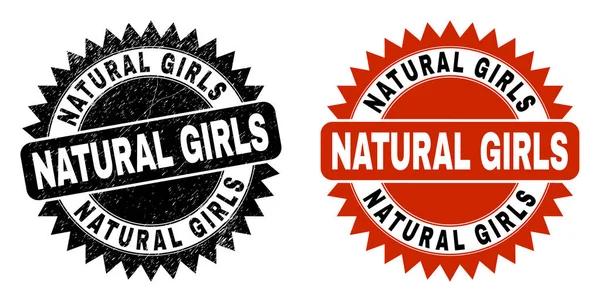 NATURALNE GIRLS Pieczęć pieczątki czarnej rozetki z nieczystą powierzchnią — Wektor stockowy