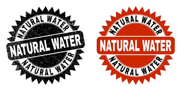 NATURAL WATER Black Rosette Stempel mit unsauberer Oberfläche — Stockvektor