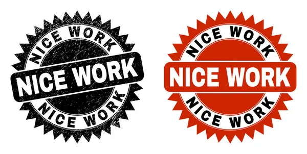 NICE WORKブラックロゼットスタンプシールで汚れのないテクスチャ — ストックベクタ