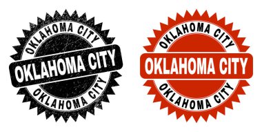 OKLAHOMA Şehri Grunged Surface ile Siyah Rosette Mühür Mührü