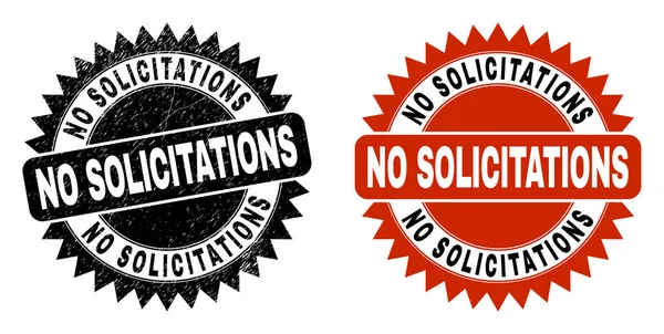 No SOLICITATIONS Black Rosette Seal with Grunged Style — стоковый вектор