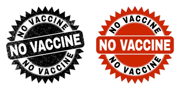 NO VACCINE Black Rosette Stamp Seal with Distress Surface — Stockvector