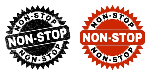 Francobollo Rosetta Nera NON-STOP con Texture Grunge — Vettoriale Stock