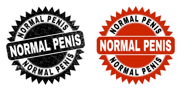 NORMAL PENIS Black Rosette Stamp with Unclean Style — Vettoriale Stock