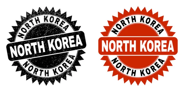 Sello Roseta NORTE COREA Negro con Textura Impura — Archivo Imágenes Vectoriales