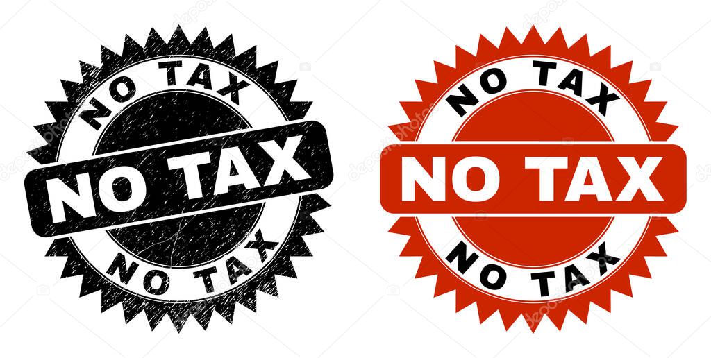 NO TAX Black Rosette Stamp with Grunged Style