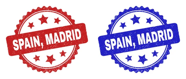 SPAIN, MADRID Rosette Seals with Scratched Texture — 图库矢量图片