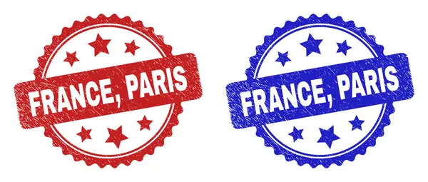 FRANCIA, Sellos de Roseta PARIS con Estilo Corroded — Vector de stock