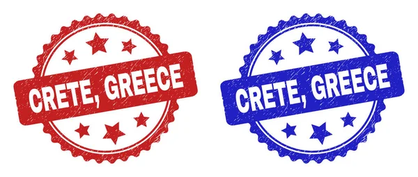 CRETE, GRIEKENLAND Rosetstempel Afdichtingen met Grunged Surface — Stockvector