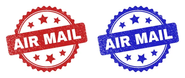 AIR MAIL Rosette Stamps with Unclean Texture — 스톡 벡터