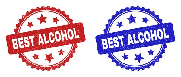 BEST ALCOHOL Rosette Vodoznaky pomocí poškrábané textury — Stockový vektor