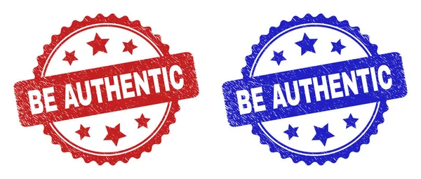 BE AUTHENTIC Rosette Seals Usando o estilo de borracha — Vetor de Stock